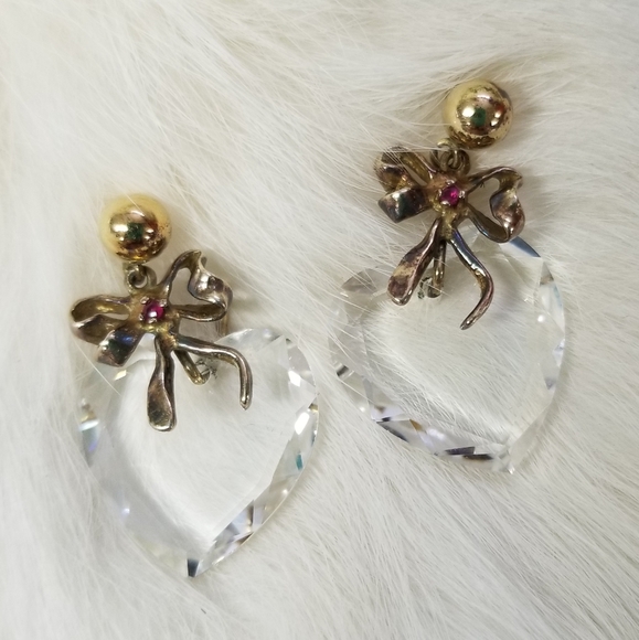 Vintage Lenox crystal heart earrings - Picture 6 of 11